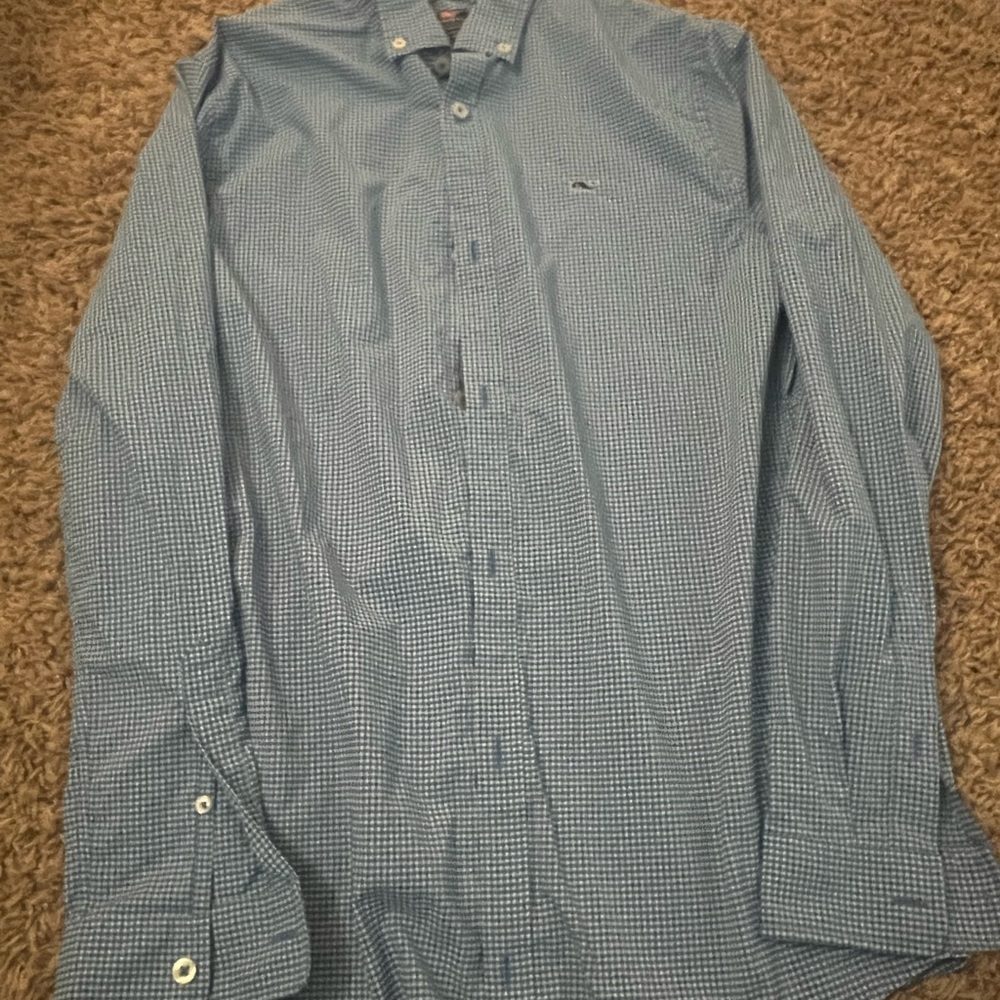Vineyard Vines Boys Blue Checkered Shirt (XL)